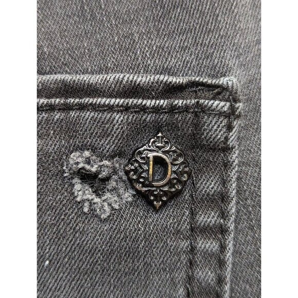 Democracy Jeans Womens Black Ab Solution Distressed mid Rise Straight Leg - Picture 3 of 7